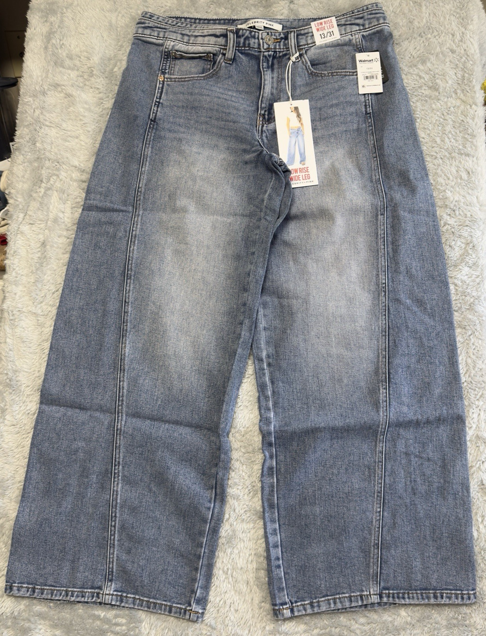 Celebrity Pink Women's Jeans 13/31 Wide Leg Double Waisted Blue Denim New